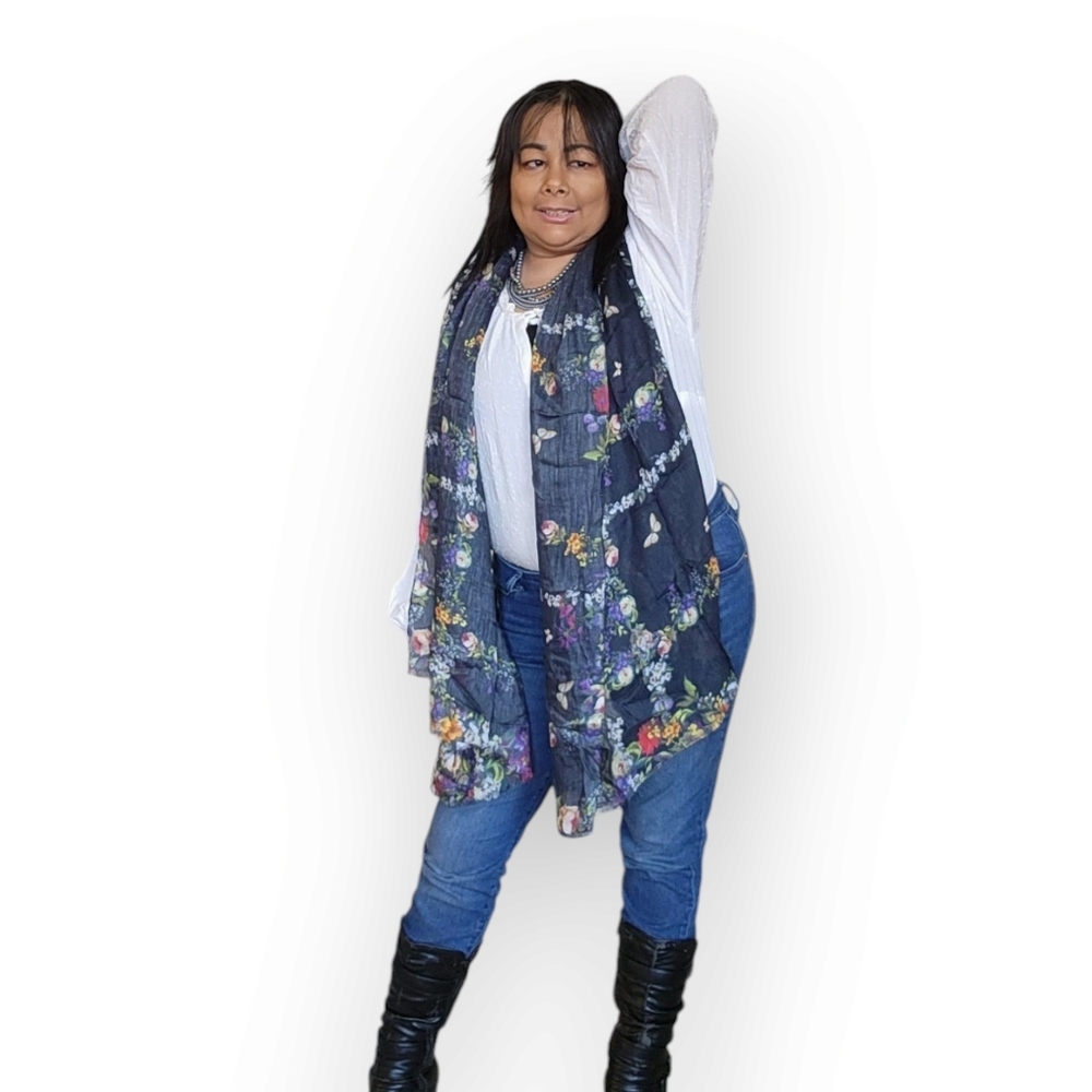 GREY AND YELLOW SCARF WOMENS - Picture 2 of 8